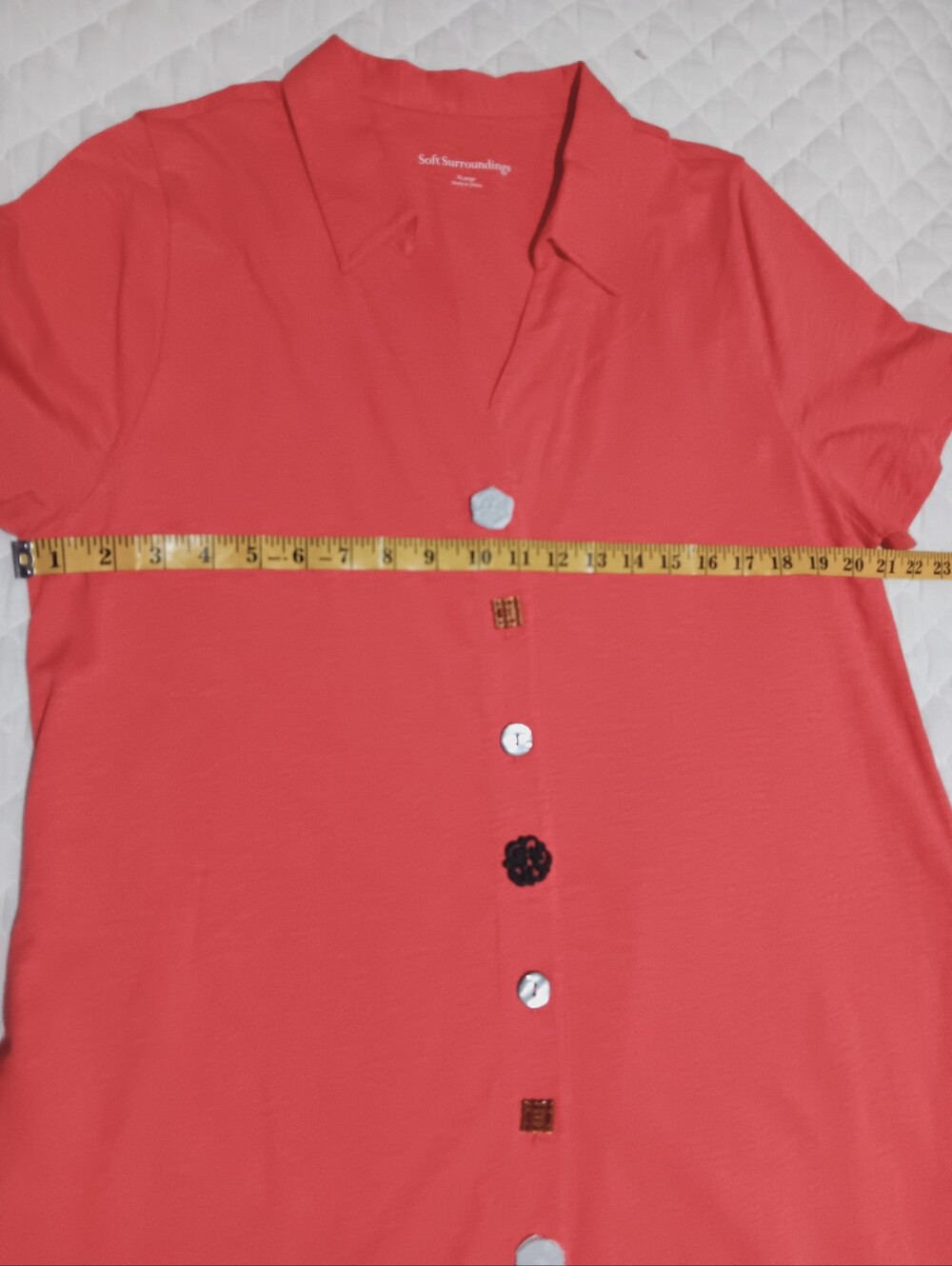 NWOT Soft Surroundings Danielle Button  Coral T-shirt Dress with pockets Size XL - Picture 10 of 11
